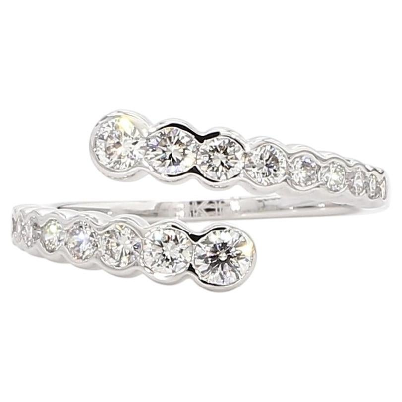 Natural White Round Diamond 0.80 Carat TW White Gold Cocktail Band