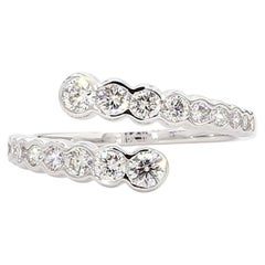 Cocktailring, natürlicher weißer runder Diamant 0.80 Karat TW Weißgold