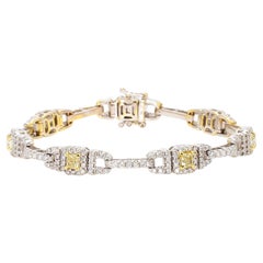 Natürlicher gelber Cushion-Diamant 4.30 Karat TW Gold Tennisarmband