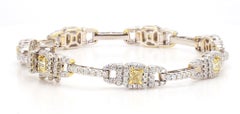 Natural Yellow Cushion Diamond 4.30 Carat TW Gold Tennis Bracelet