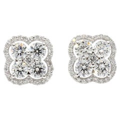 Boucles d'oreilles en or blanc avec diamant rond blanc naturel de 1.65 carat TW
