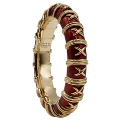 Tiffany & Co. Jean Schlumberger 18K Gold Red Enamel Bangle Bracelet