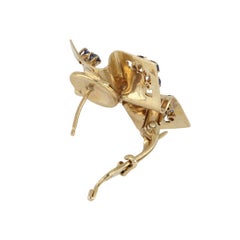 Tiffany & Co. Clip-Ohrringe aus 14-karätigem Gold mit abgeschrägten Kanten und Origami-Saphiren aus der Mitte des Jahrhunderts