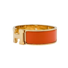 Hermès Orange Clic H Enamel Bracelet, Excellent Condition