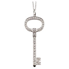 Estate Tiffany & Co. Platinum Diamond Key Pendant Necklace