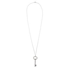 Estate Tiffany & Co. Platinum Diamond Key Pendant Necklace
