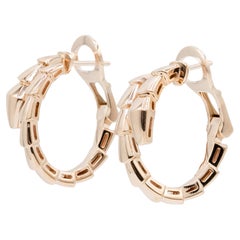 Estate Bulgari 18K Rose Gold Serpenti Viper Hoop Earrings
