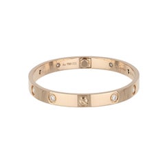 Cartier 18K Rose Gold 10 Diamond Love Bracelet, Size 17