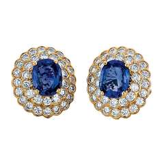 Oscar Heyman & Bros. Sapphire, Diamond, and Yellow Gold Earrings 9