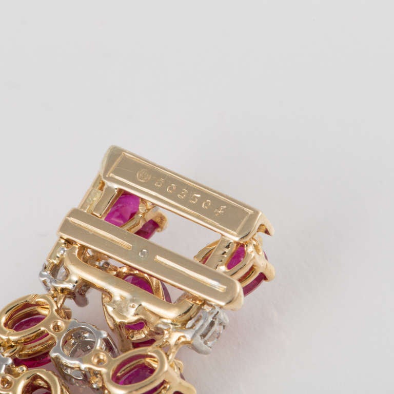 Mixed Cut Oscar Heyman & Bros. Ruby and Diamond Bracelet in 18K Gold For Sale