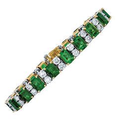 Oscar Heyman & Bros. Emerald, Diamond, and Yellow Gold and Platinum Bracelet 6
