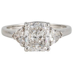 Cartier Radiant Cut Diamond Platinum Three Stone Ring 9