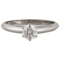 Tiffany & Co. Diamond Platinum Solitare Ring 9