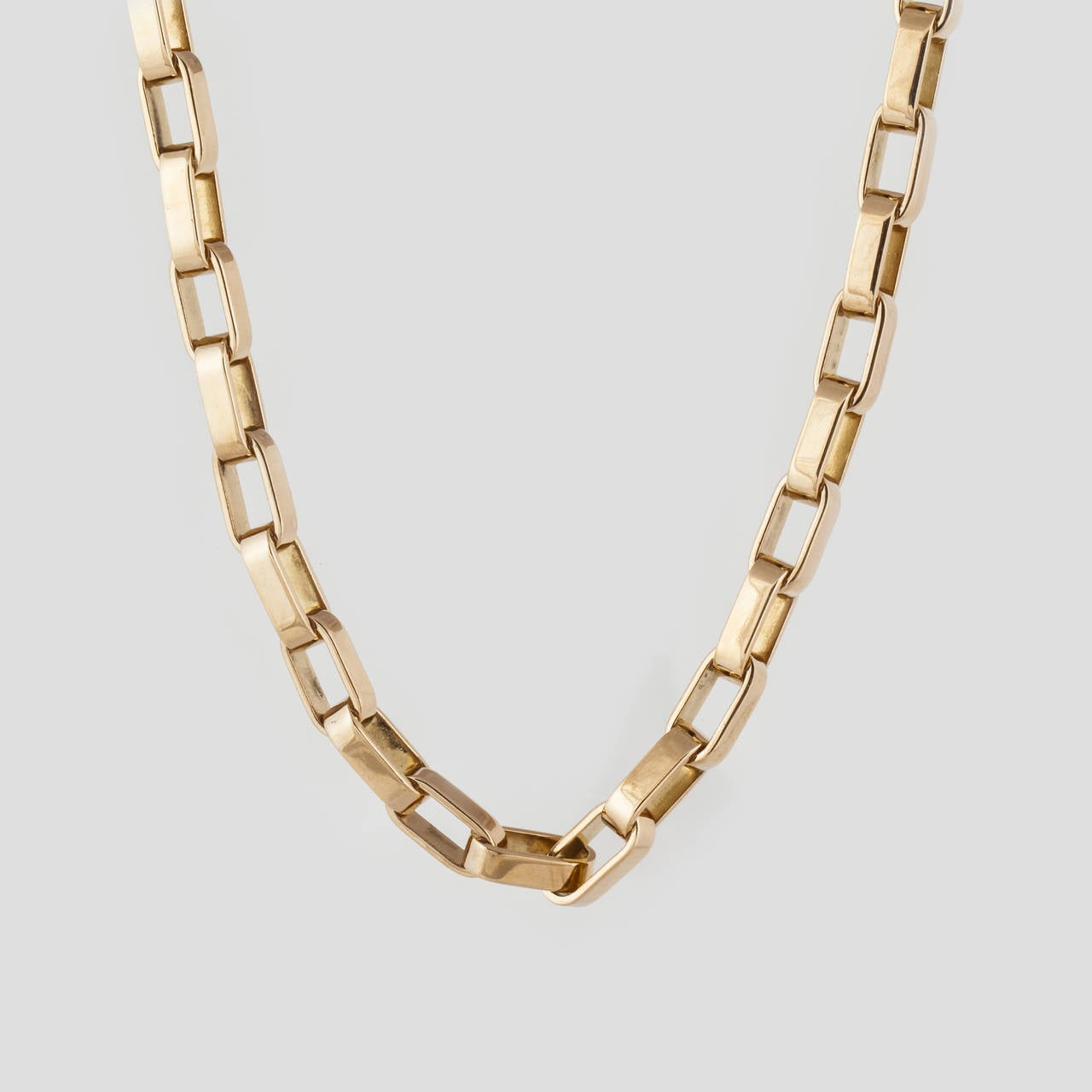 Hermes Gold Box Link Necklace For Sale at 1stdibs