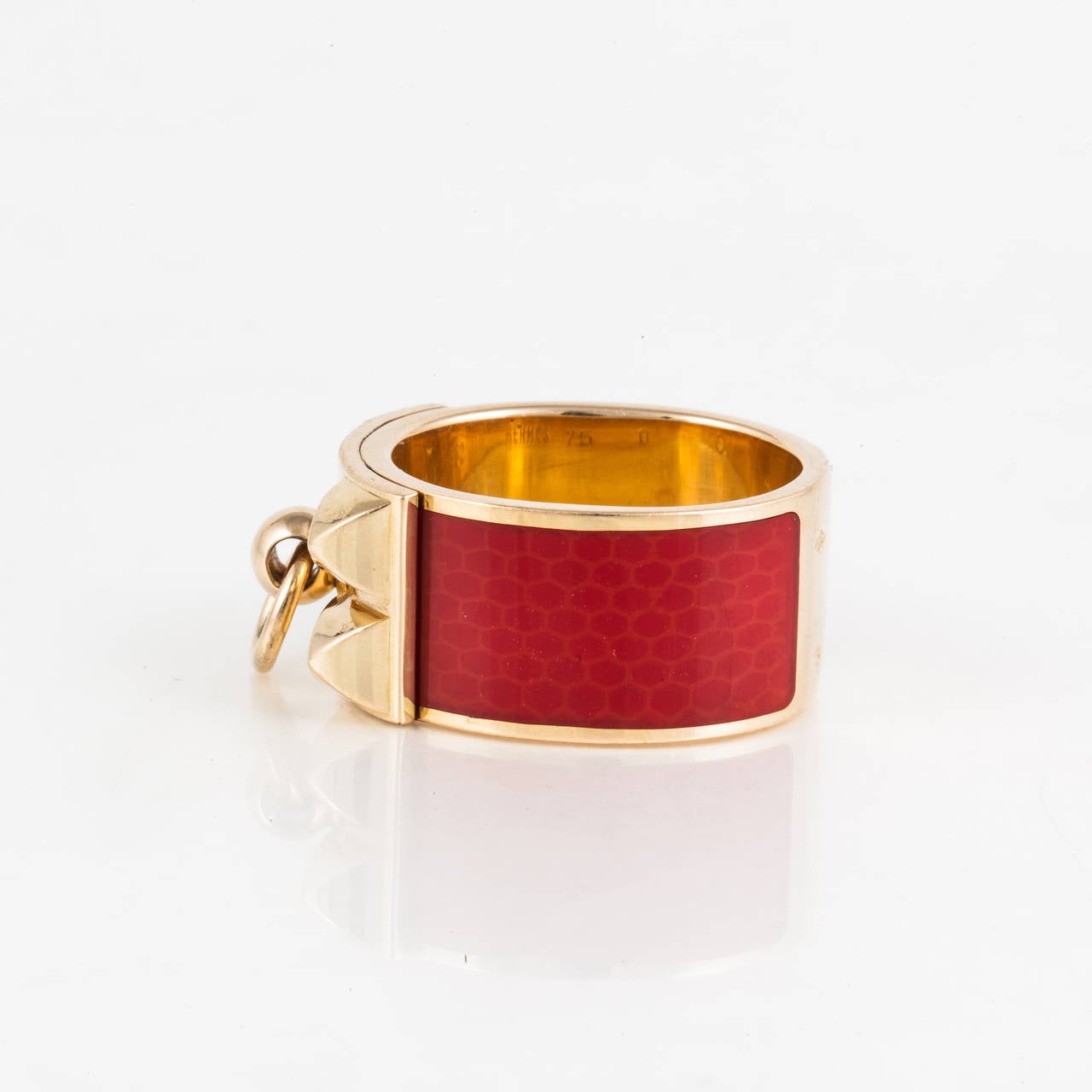 Hermes Collier De Chien Red Enamel Ring For Sale at 1stdibs