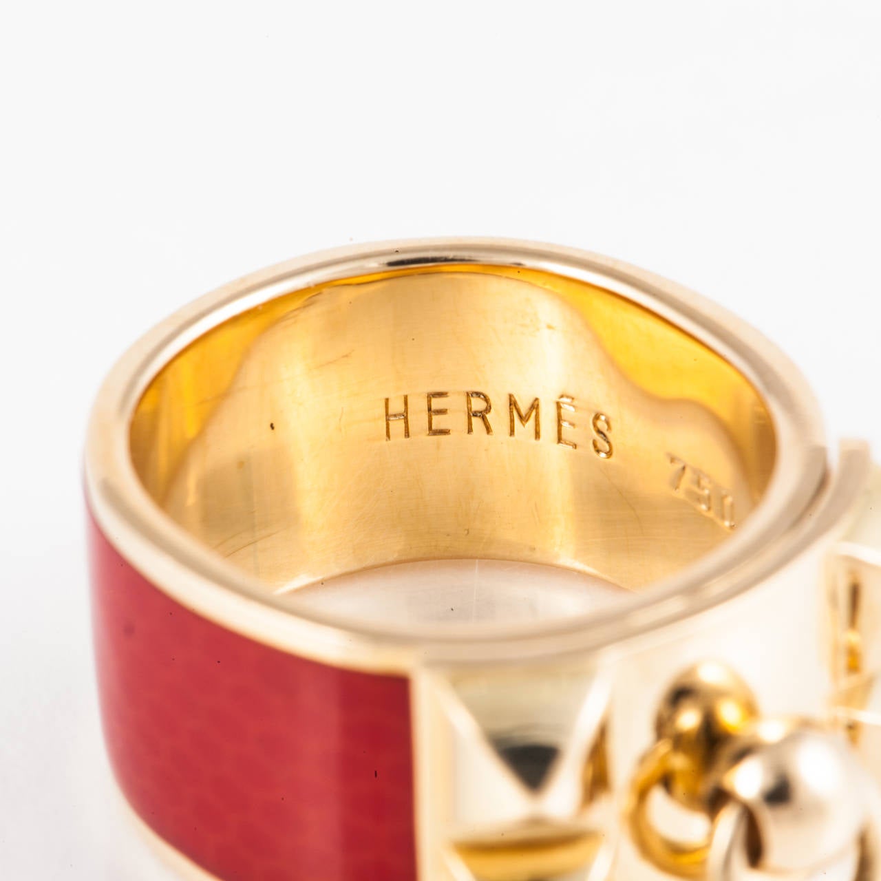 Women's Hermes Collier De Chien Red Enamel Ring