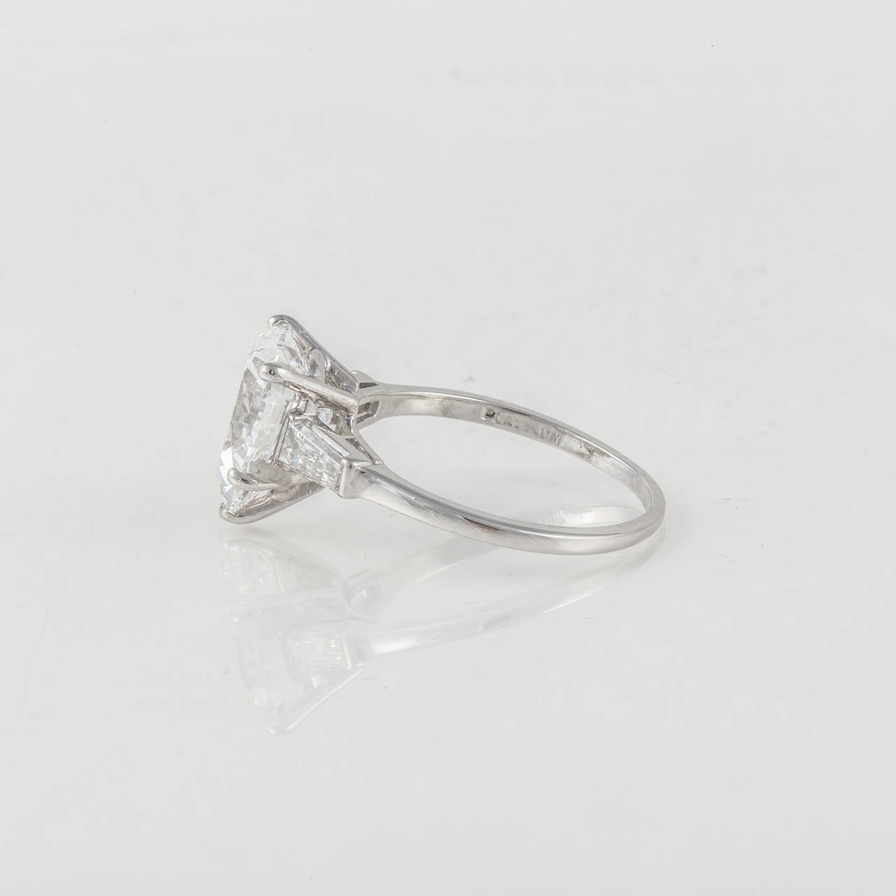 Women's 3.44 Carat Pear Shaped Diamond Platinum Engagement Ring