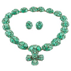 Marilyn Cooperman Jody Emerald Silver Gold Necklace and Earrings