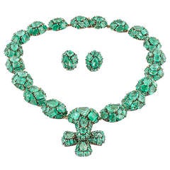 Marilyn Cooperman Jody Emerald Silver Gold Necklace and Earrings 3