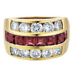 Diamond, Ruby, and Yellow Gold Band Diamond, Ruby, and Yellow Gold Band