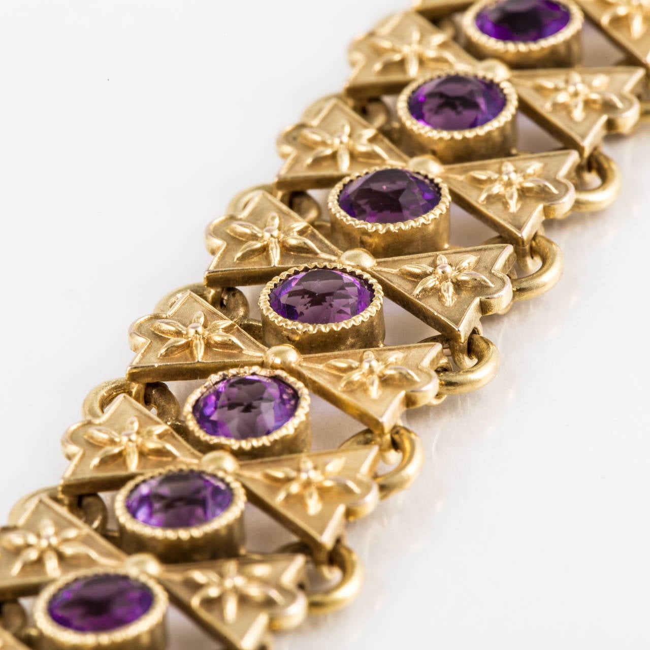 Antique Amethyst Gold Link Bracelet For Sale at 1stdibs