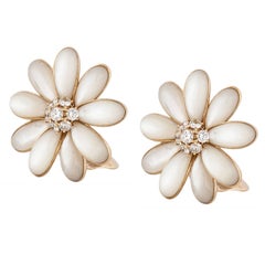 Van Cleef and Arpels Mother of Pearl and Diamond Daisy Earrings