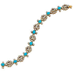 Adler Turquoise, Diamond, and Yellow Gold Bracelet 7