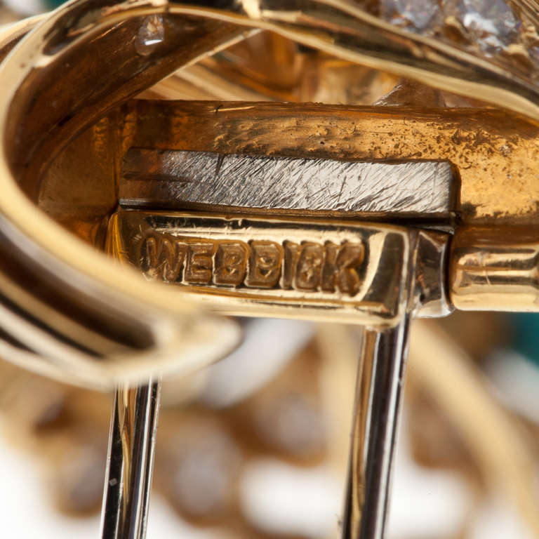 Nachlass David Webb Brosche aus 18 Karat Gold mit Türkis und Diamant im Zustand „Gut“ im Angebot in Houston, TX