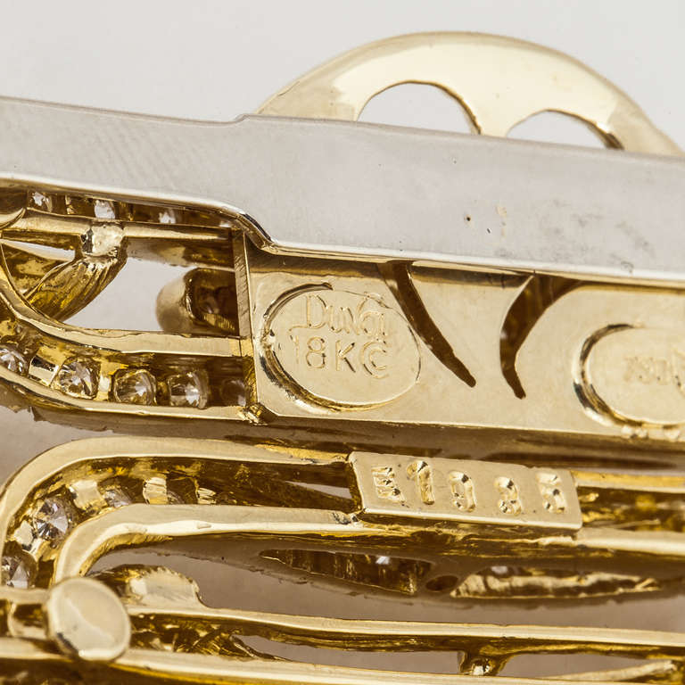 Henry Dunay Diamond and Yellow Gold Wide Bracelet In Excellent Condition In Houston, TX