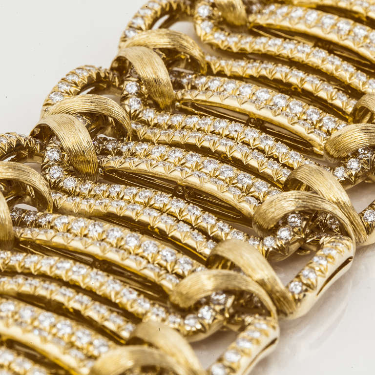 Women's Henry Dunay Diamond and Yellow Gold Wide Bracelet