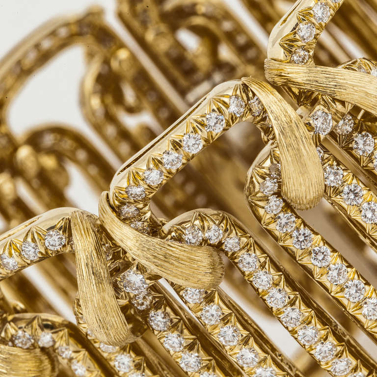 Henry Dunay Diamond and Yellow Gold Wide Bracelet 2