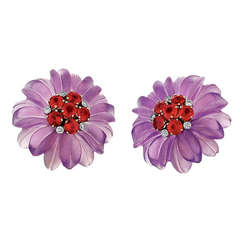 Aletto Brothers Carved Amethyst, Ruby, and Gold Earrings 7