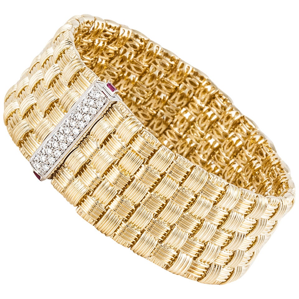 Roberto Coin Appassionata Diamond Woven Gold Bracelet
