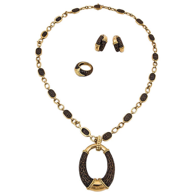 Estate Boucheron Jewelry Suite in Bronze and 18K Gold