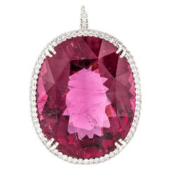53 Carat Rubelite Diamond Gold Pendant 2
