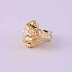 David Webb Ram's Head Enamel Gold Cocktail Ring