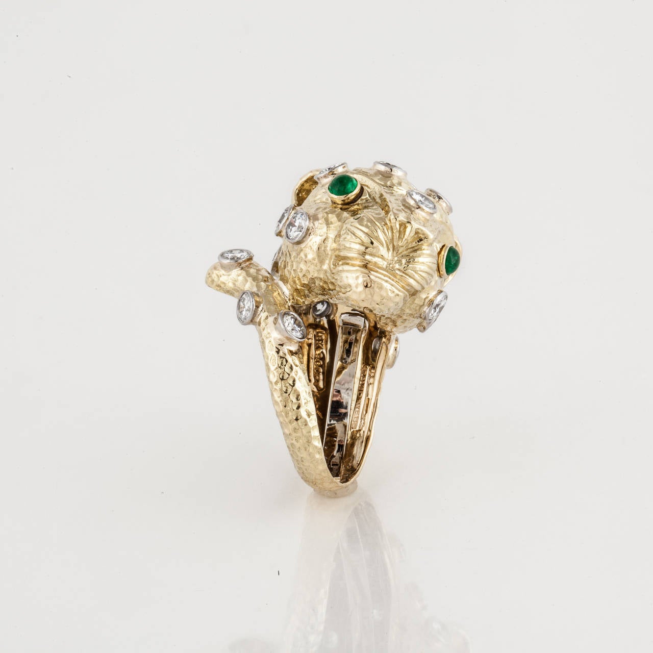 David Webb Diamond gold Leopard Head Cocktail Ring For Sale at 1stdibs
