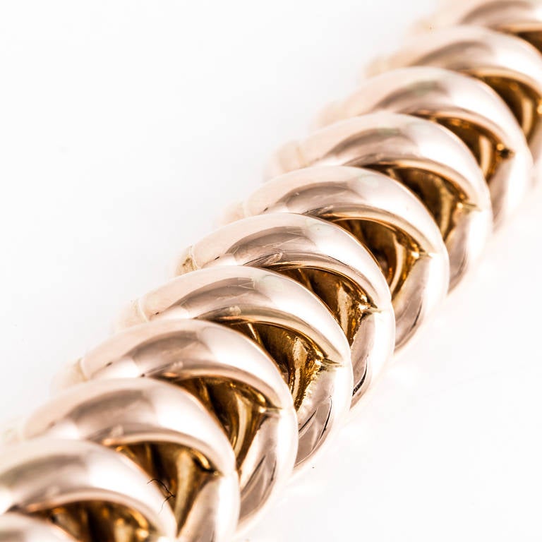 Retro 18K Rose Gold Link Bracelet at 1stDibs