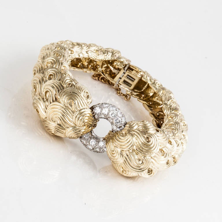 David Webb Diamond Platinum Gold Bracelet In Good Condition In Houston, TX