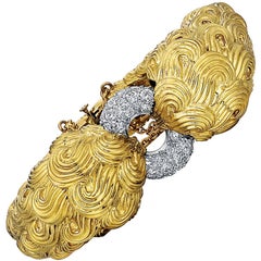 David Webb Diamond Platinum Gold Bracelet