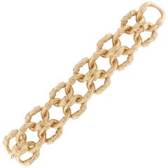 Van Cleef & Arpels 18K Textured Gold Double Link Bracelet