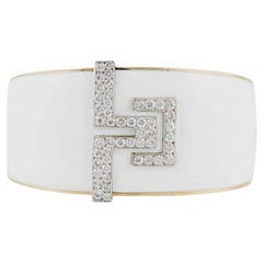 David Webb White Enamel Diamond Gold Platinum Bracelet 3
