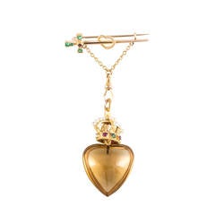 Victorian Gem Set Gold Claddagh Pin 10