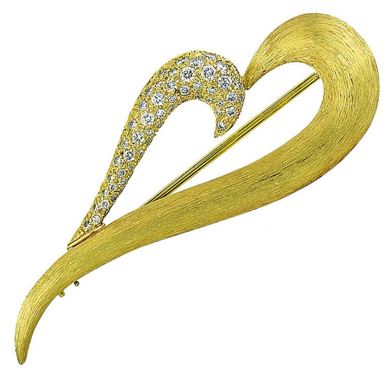 Henry Dunay Diamond Gold Heart Pin