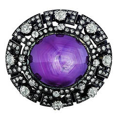 Antique Star Purple Sapphire Diamond Brooch 12
