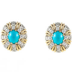 Turquoise Diamond Gold Earrings 3