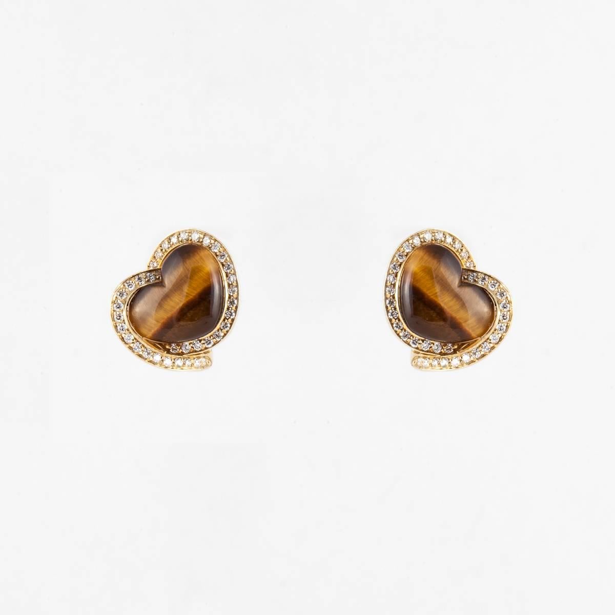 Roberto Coin 18K Yellow Gold Tiger's Eye Gold Ring and Earrings Set In Good Condition For Sale In Houston, TX
