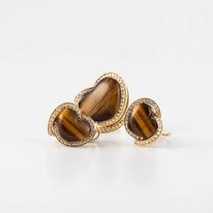 Roberto Coin 18K Yellow Gold Tiger's Eye Ring and Earrings