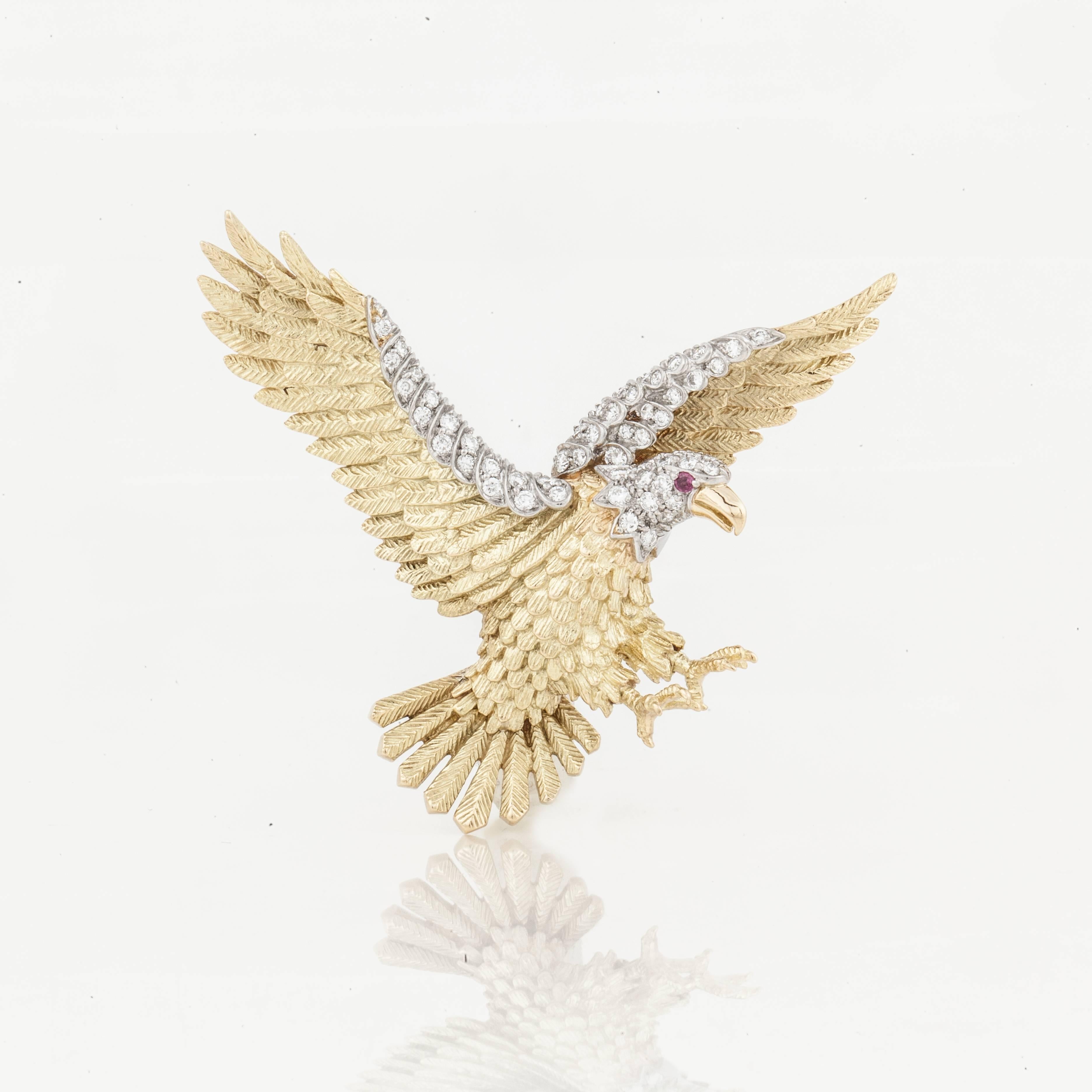 Women's or Men's Rosenthal Diamond Gold Platinum Eagle Pin