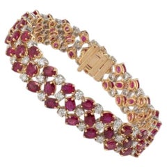 Estate Oscar Heyman 18K Gold Ruby and Diamond Bracelet